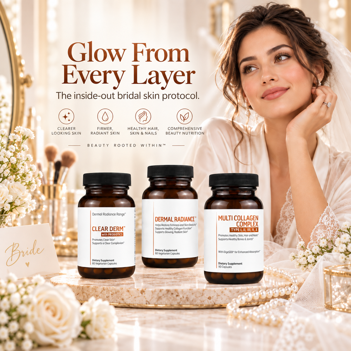 Bridal Glow Trio — 30-Day Beauty Supplement Bundle
