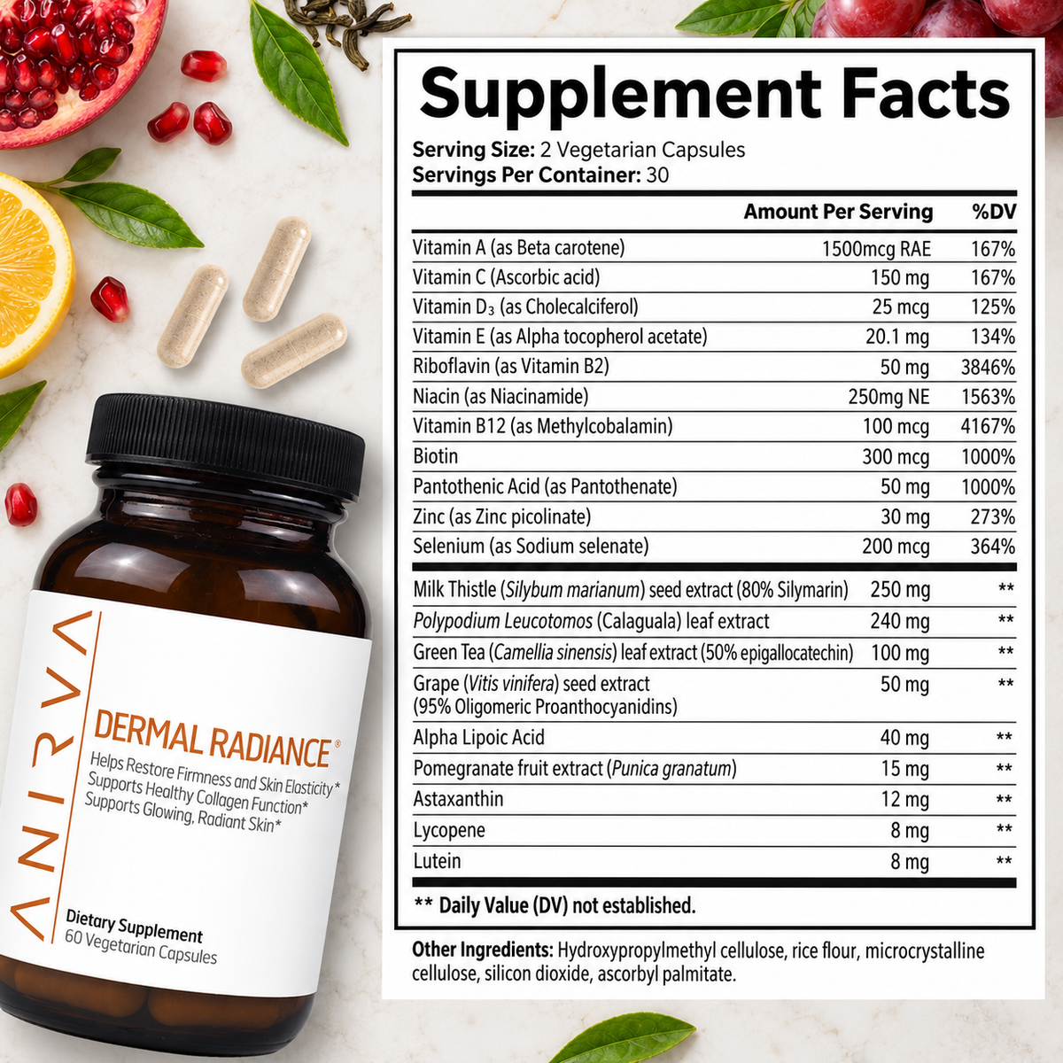 Anirva Dermal Radiance Supplement Facts