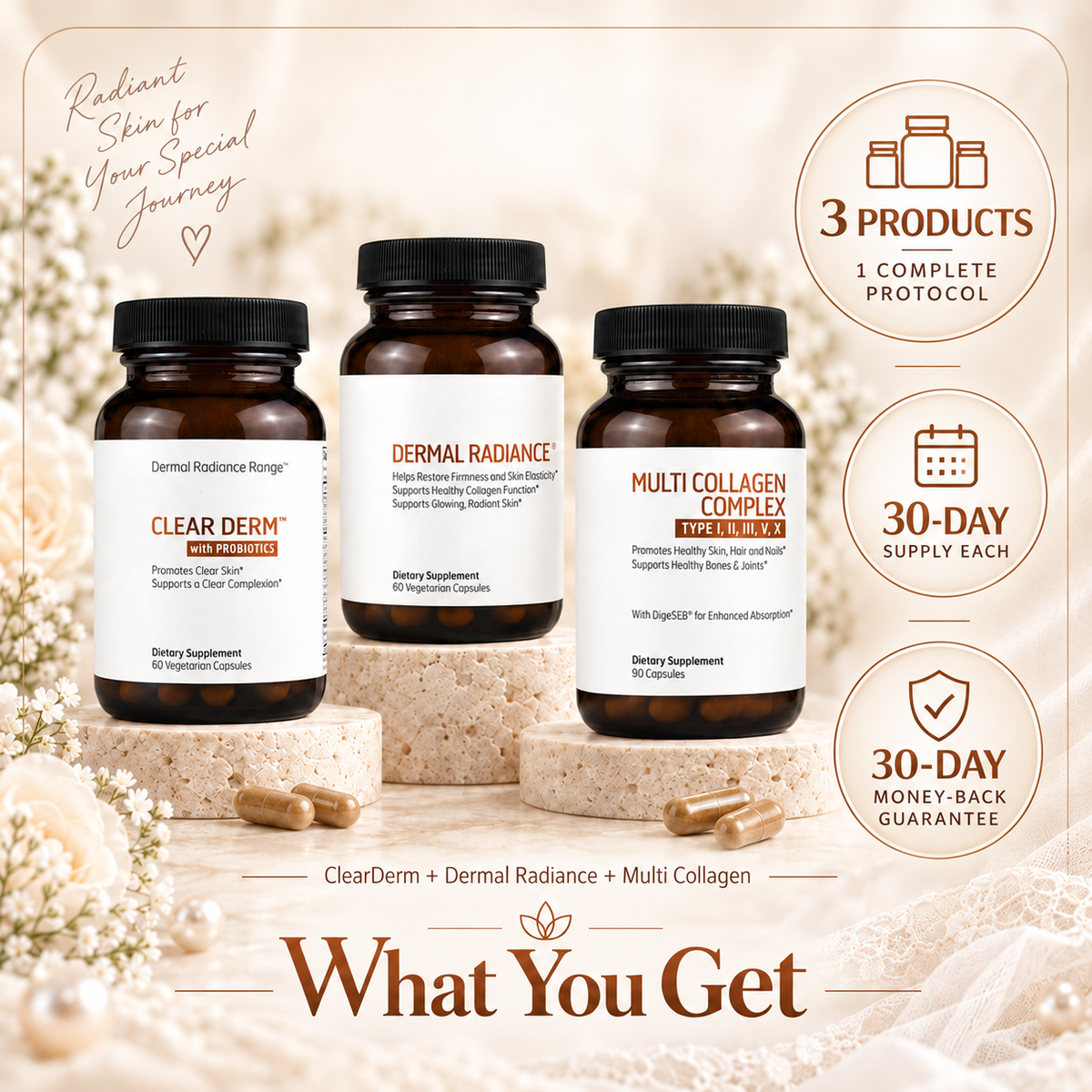 Bridal Glow Trio — 30-Day Beauty Supplement Bundle